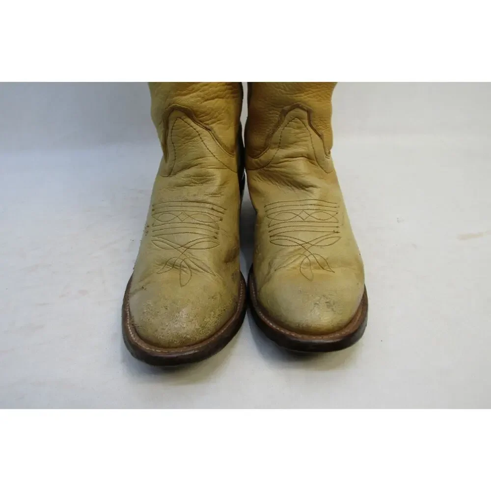 USA Olathe Mens Size 8 D Tan Leather Cowboy Western Boots